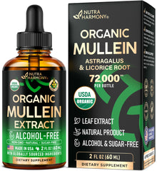 NUTRAHARMONY Mullein Drops bottle being poured for respiratory support