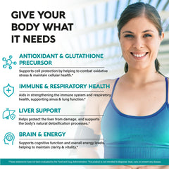 Close-up of NAC ingredients including Selenium, Vitamin B6 and Vitamin B12