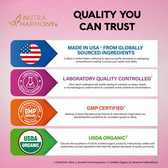 NUTRAHARMONY USA-made label signals quality and safety standards.