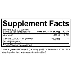 NutraKey HMB Capsules ingredients and label close-up