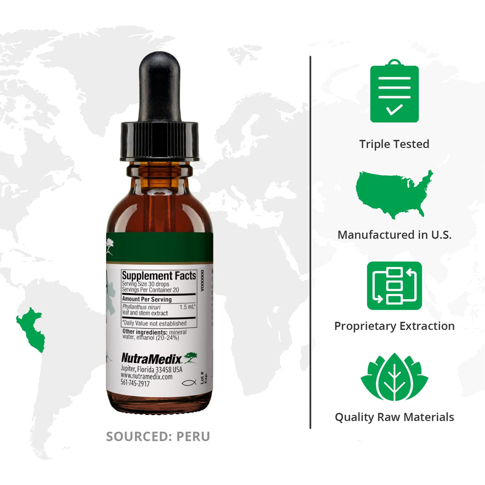 Close-up of NutraMedix Chanca Piedra Drops label