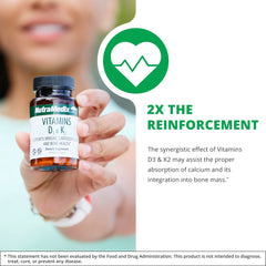 Supplement facts panel for NutraMedix D3 and K2 Immune Support