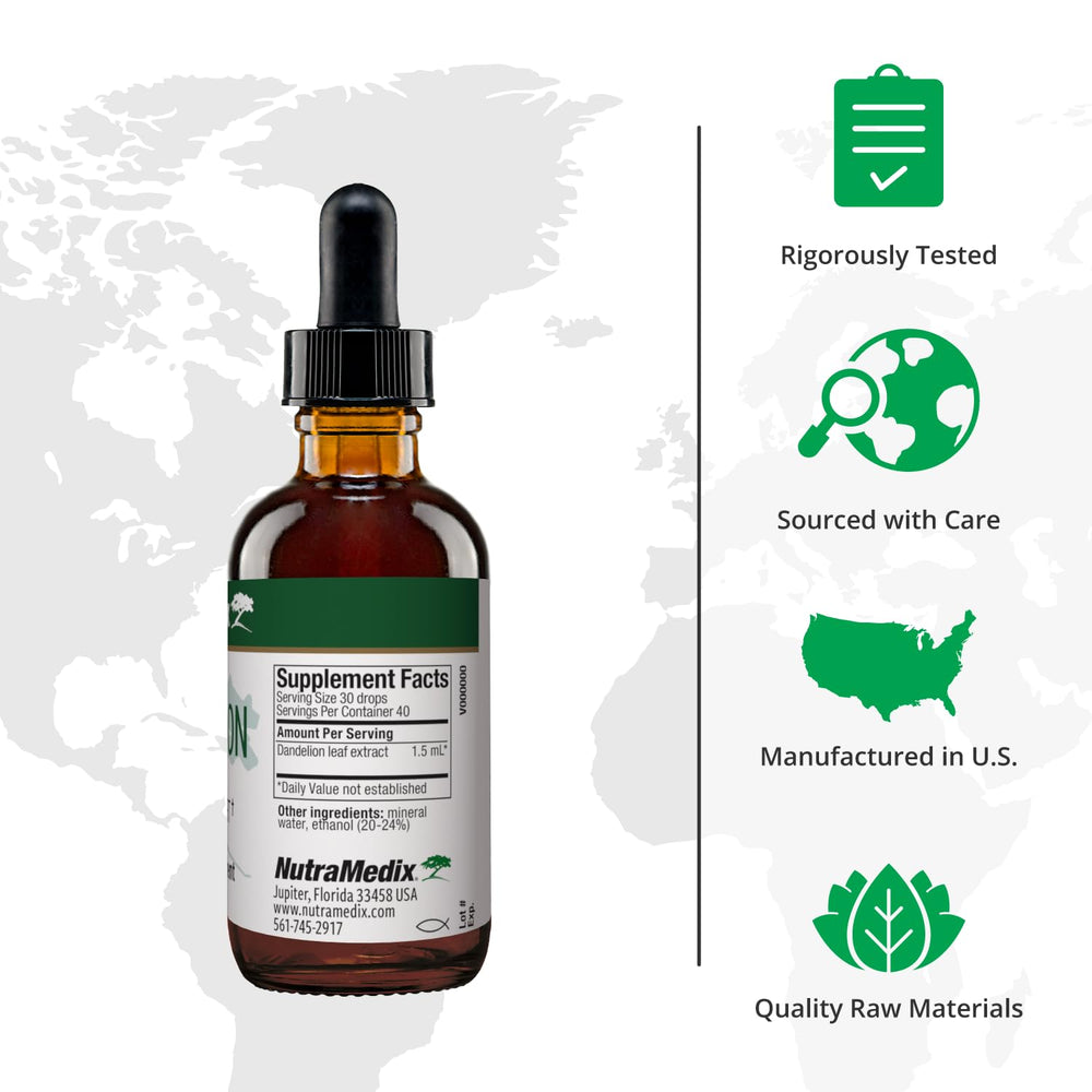 Liver health concept with dandelion detox tincture bottle