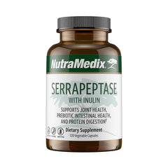 NutraMedix Serrapeptase supplement bottle and capsules