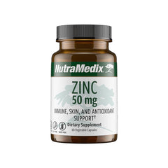 Hero image of NutraMedix Zinc 50mg bottle with 60 capsules