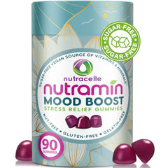 Front view of Nutramin Mood Boost Gummy bottle