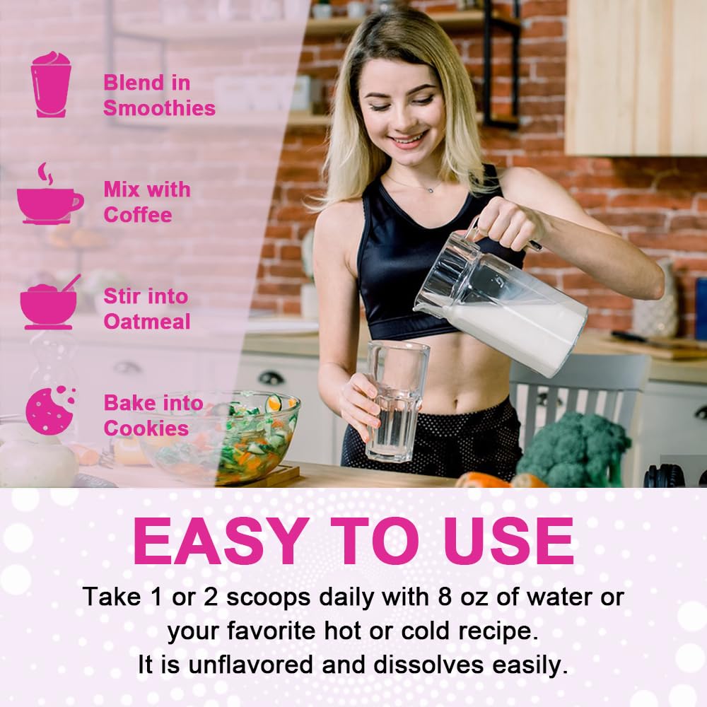 Pouring NutraNourish collagen powder into drink