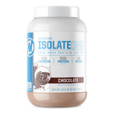 Front view of NutraOne IsolateOne Gourmet Chocolate whey protein powder 2 lb