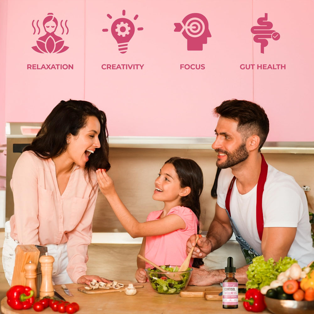 Botanicals for women's wellness: Holy Basil, Schisandra Berry, Bacopa, Lemon Balm