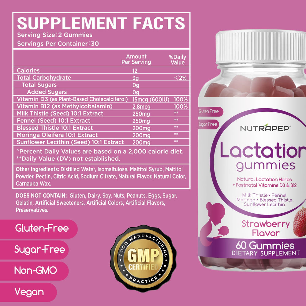 Mother breastfeeding with NutraPep Lactation Gummies