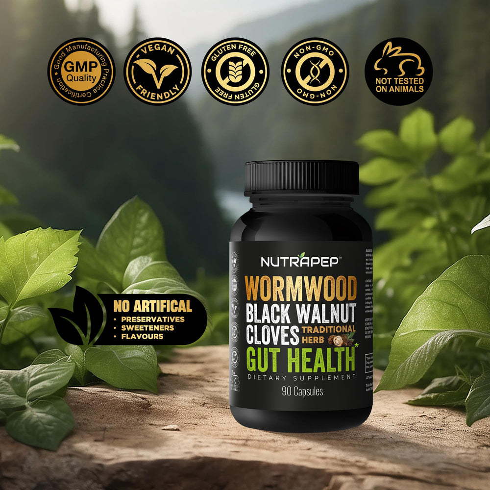 Ingredient close-up: wormwood, black walnut, clove