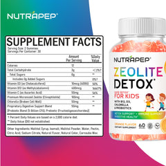 NutraPep Zeolite Detox Kids Gummies allergen-free label for peace of mind.