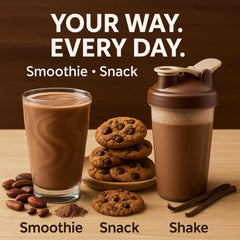 NUTRAPULSE chocolate vegan protein powder used in pancakes for extra protein