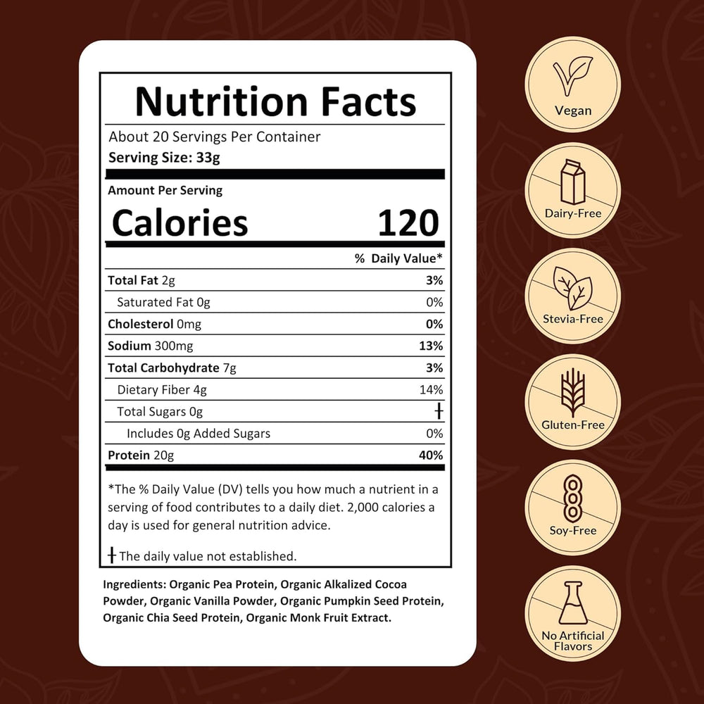 NUTRAPULSE chocolate vegan protein powder in a blended smoothie