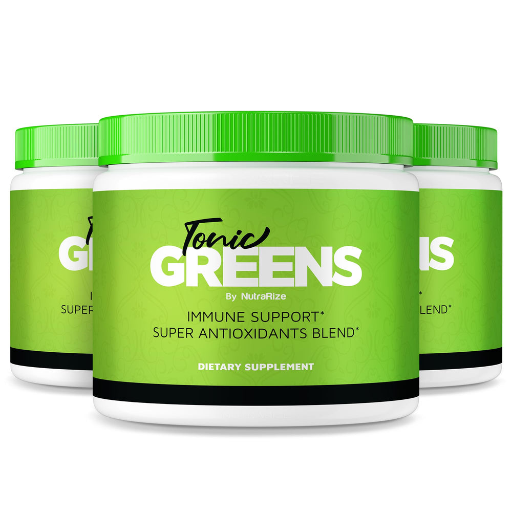 Front packaging of NutraRize Tonic Greens Pack 3 showing label and logo