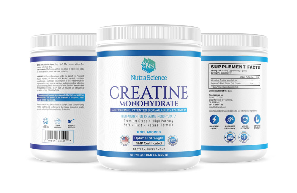 GMP Certified NutraScience Creatine Monohydrate label
