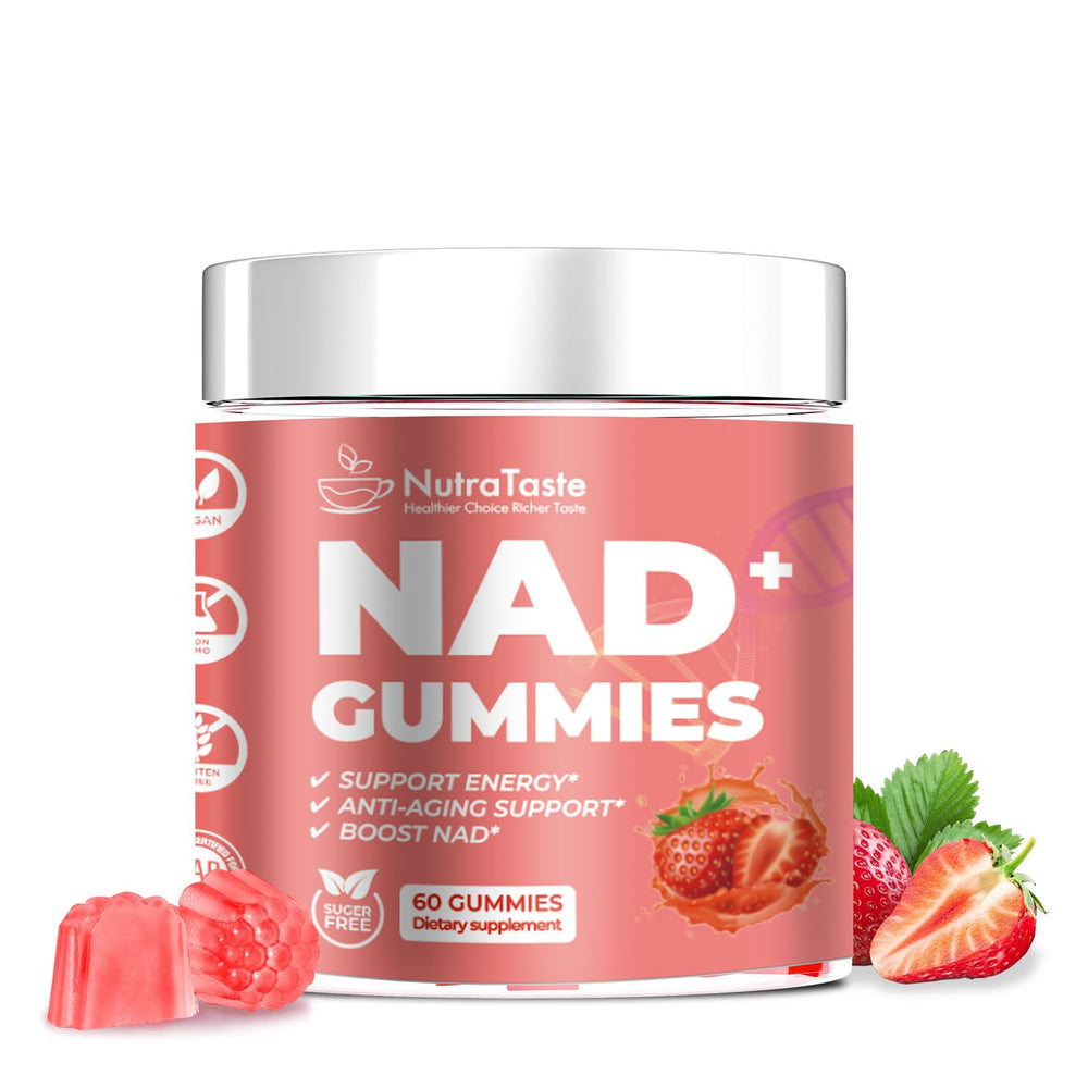 NAD⁺ Gummies bottle front anti-aging energy and focus