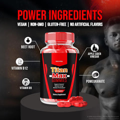 Natural ingredients symbol icons on Titan Max packaging