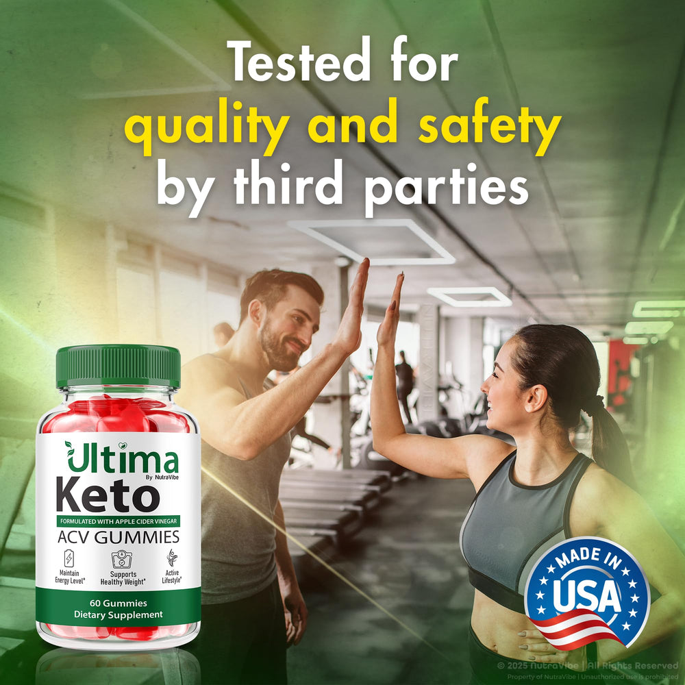 NutraVibe Ultima Keto ACV Gummies bottle beside a glass for everyday wellness