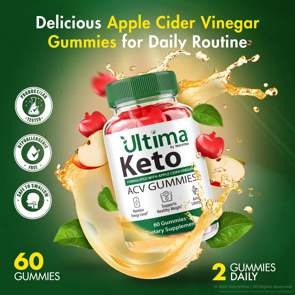 NutraVibe Ultima Keto ACV Gummies close-up of a glossy gummy
