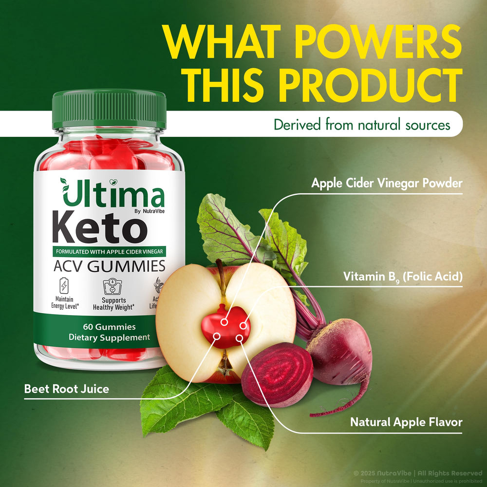 NutraVibe Ultima Keto ACV Gummies skin visual implies skin-supporting premium ingredients.