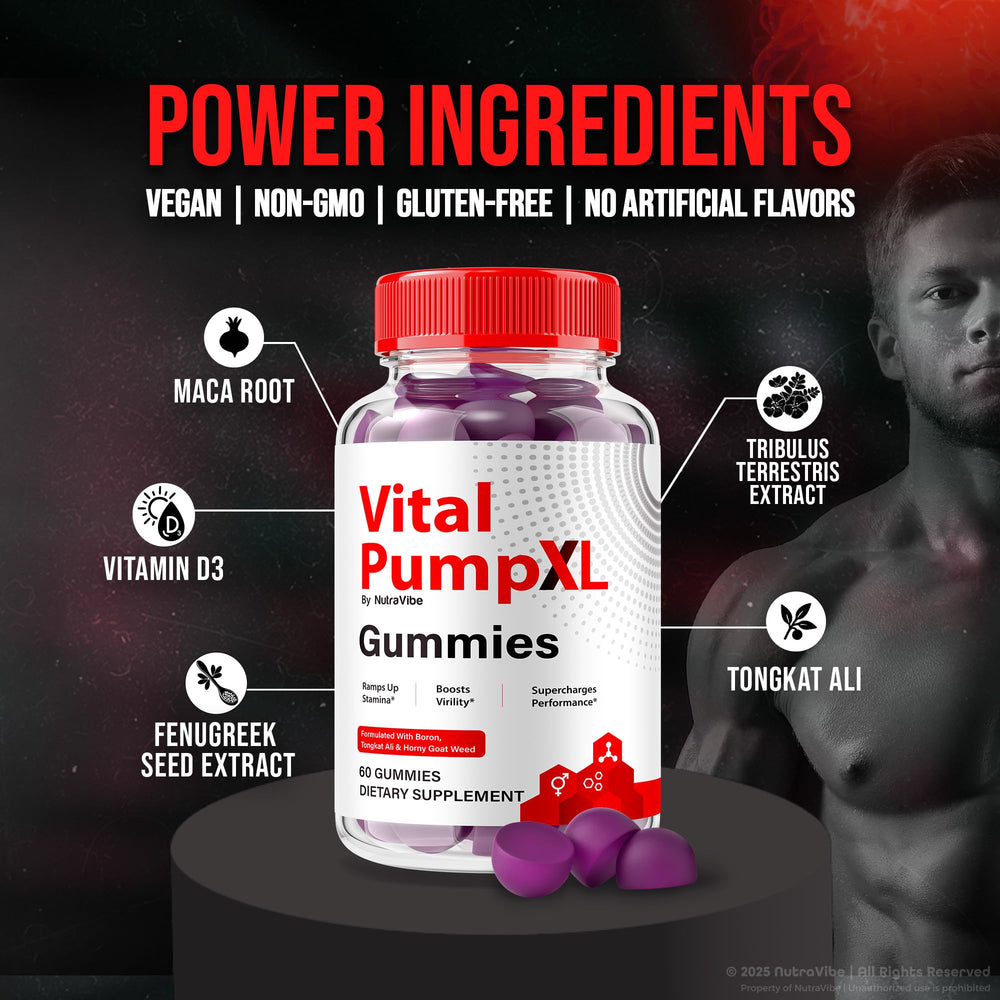 Bottle of 120 Vital Pump XL gummies