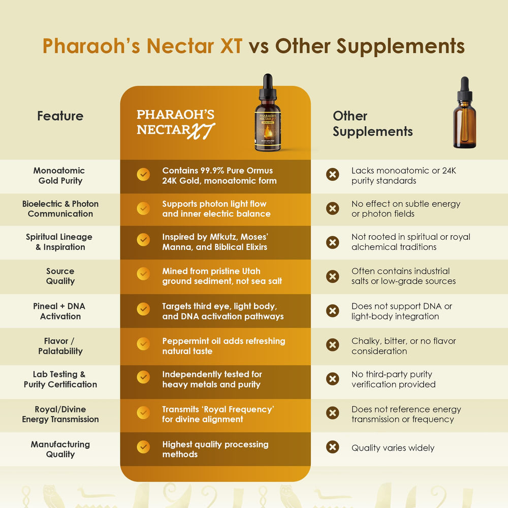 Flat lay of Nutraville product with brochure and crystals