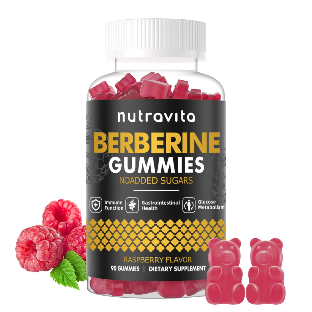 Nutravita Berberine Gummies raspberry flavor bottle