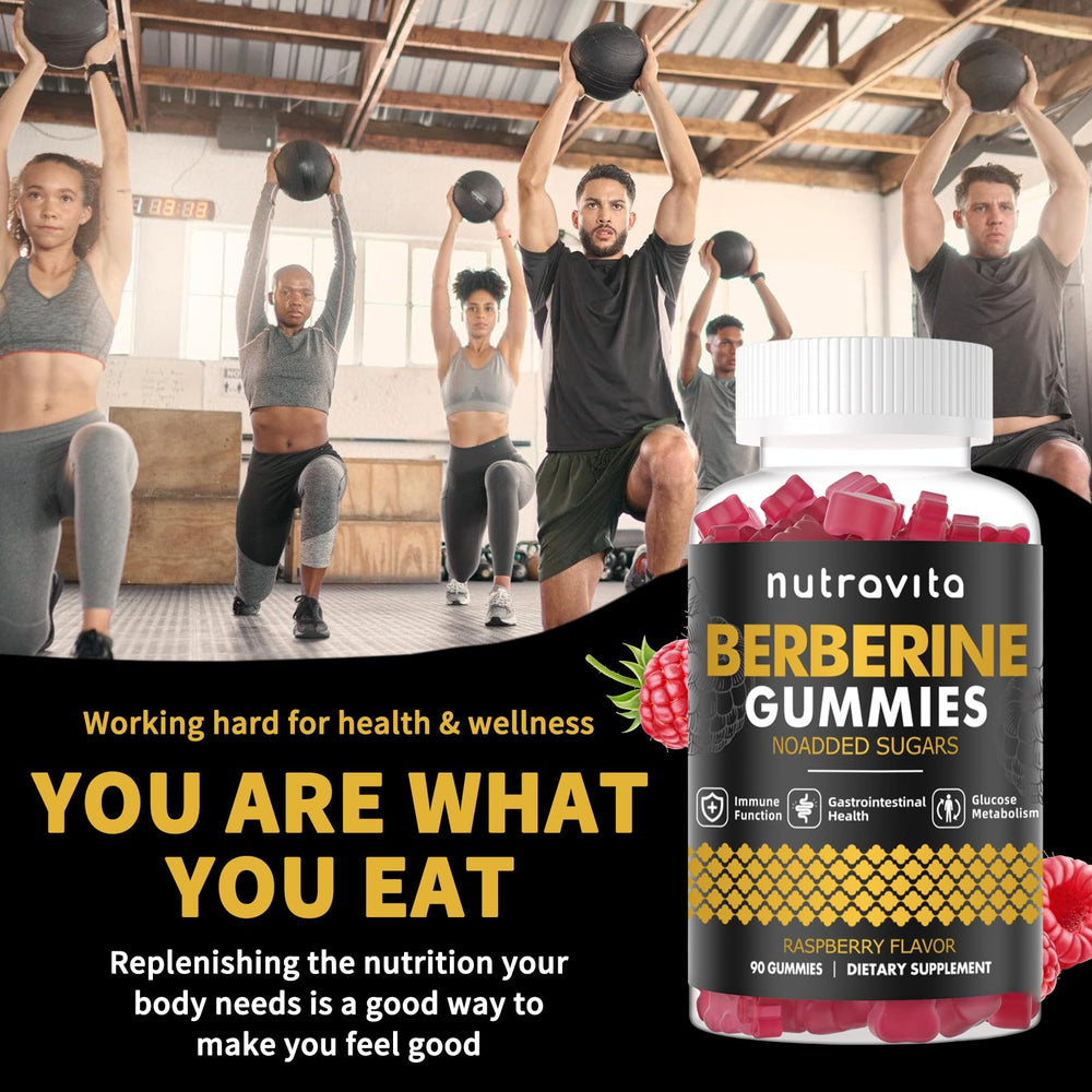 Sugar-free Nutravita Berberine Gummies raspberry flavor image