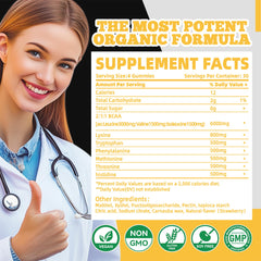 Nutrition panel for Nutravita EAA Gummies