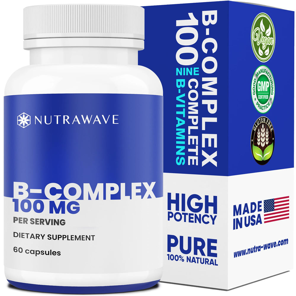 Nutrawave Vitamin B Complex 100 bottle front view with 60 capsules