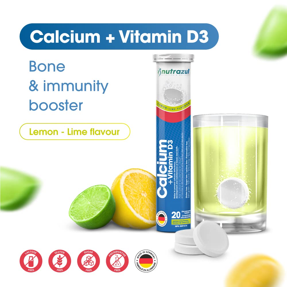 Glass of water with dissolving Nutrazul lemon-lime effervescent tablet