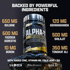 Nutrex Alpha-T Magnum jar label emphasizing potency and ingredient clarity