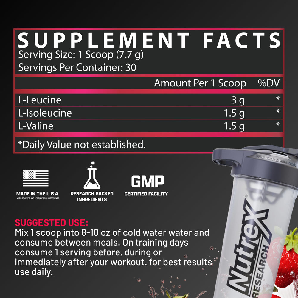 Nutrex BCAA Powder 6000 nutrition facts panel