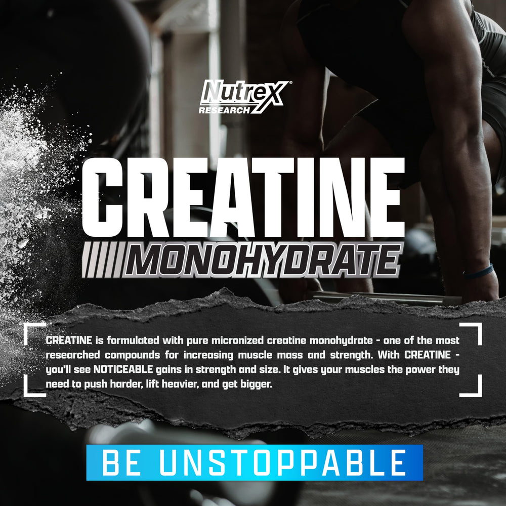 Nutrition facts panel on Nutrex Creatine Monohydrate