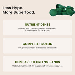 Close-up of spirulina tablets