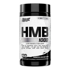 Nutrex Research HMB 1000mg bottle shows potential muscle recovery support.
