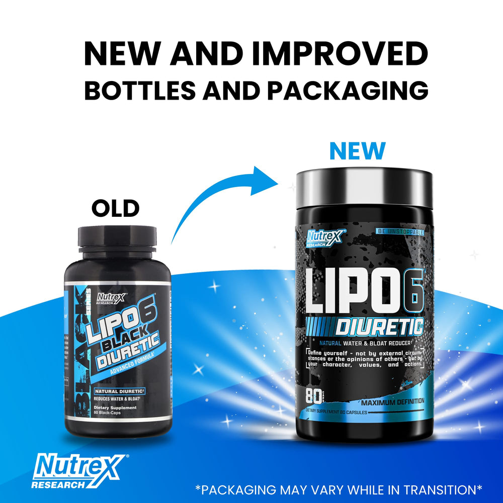 Nutrex Research Lipo 6 Black Diuretic on shelf highlights trusted athletic performance support.