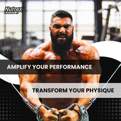Nutrex Research T-UP capsules on gym bench, targeting endurance and energy during training.
