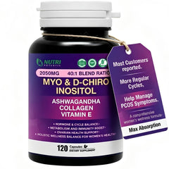 NUTRI POTENTIA bottle beside common objects showing size and capsule count