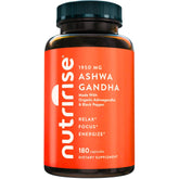 NutriRise Ashwagandha bottle and capsules close-up