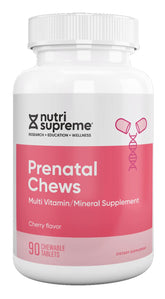 Nutri Supreme Prenatal Vitamin bottle with cherry-flavored chews