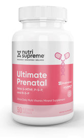 Nutri Supreme Prenatal Vitamin bottle with cherry-flavored capsules, 90 count