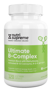 Nutri-Supreme Ultimate B Complex bottle label with 120 vegetarian capsules