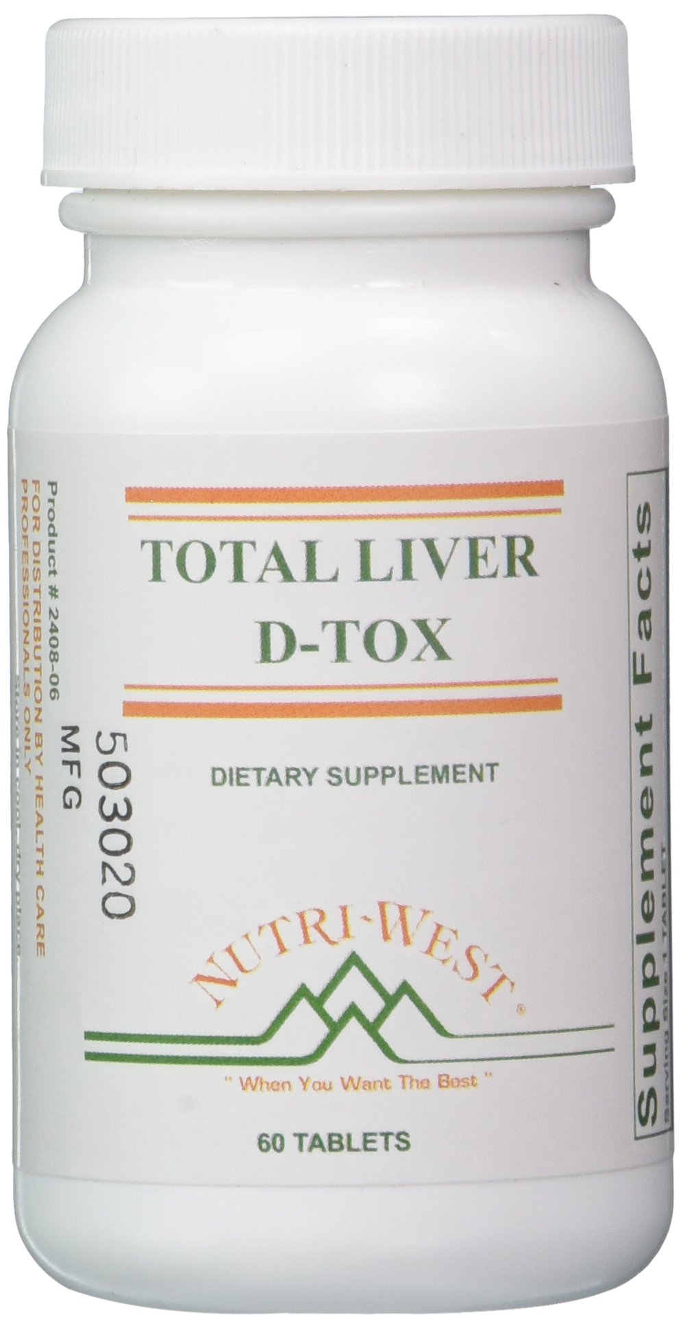 Nutri-West Total Liver D-Tox bottle with 60 tablets (White)