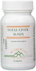 Nutri-West Total Liver D-Tox bottle with 60 tablets (White)