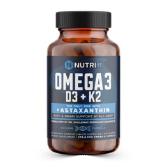 Nutri11 Omega-3 complex with D3 K2 and Astaxanthin in enteric-coated capsules