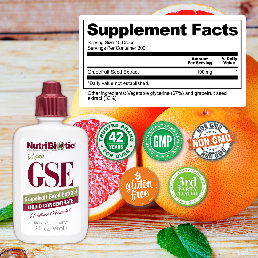 Grapefruit pulp, seeds and inner rind components used in NutriBiotic GSE