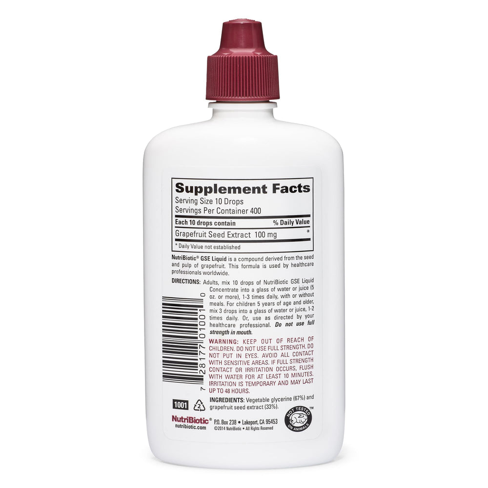 NutriBiotic GSE liquid bottle label