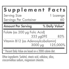 Front label of Nutricology B12 Adenosylcobalamin with Folic Acid